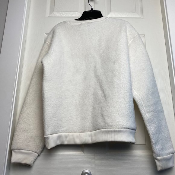 Tentree Cream Teddy Fleece Pullover Crewneck Sweater Medium - Picture 9 of 10